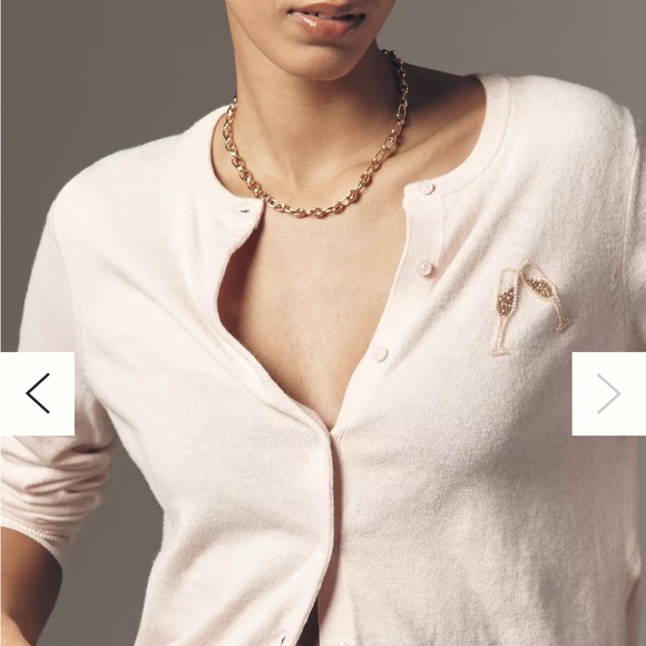 Juliet Beaded Drink Icon Cotton Cashmere Cardigan Sweater - Picture 3 of 5